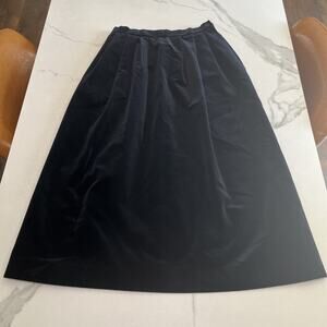 Vintage Sphere Made in Japan Skirt Womens Black Velvet Midi Lined Zip Cotton 8